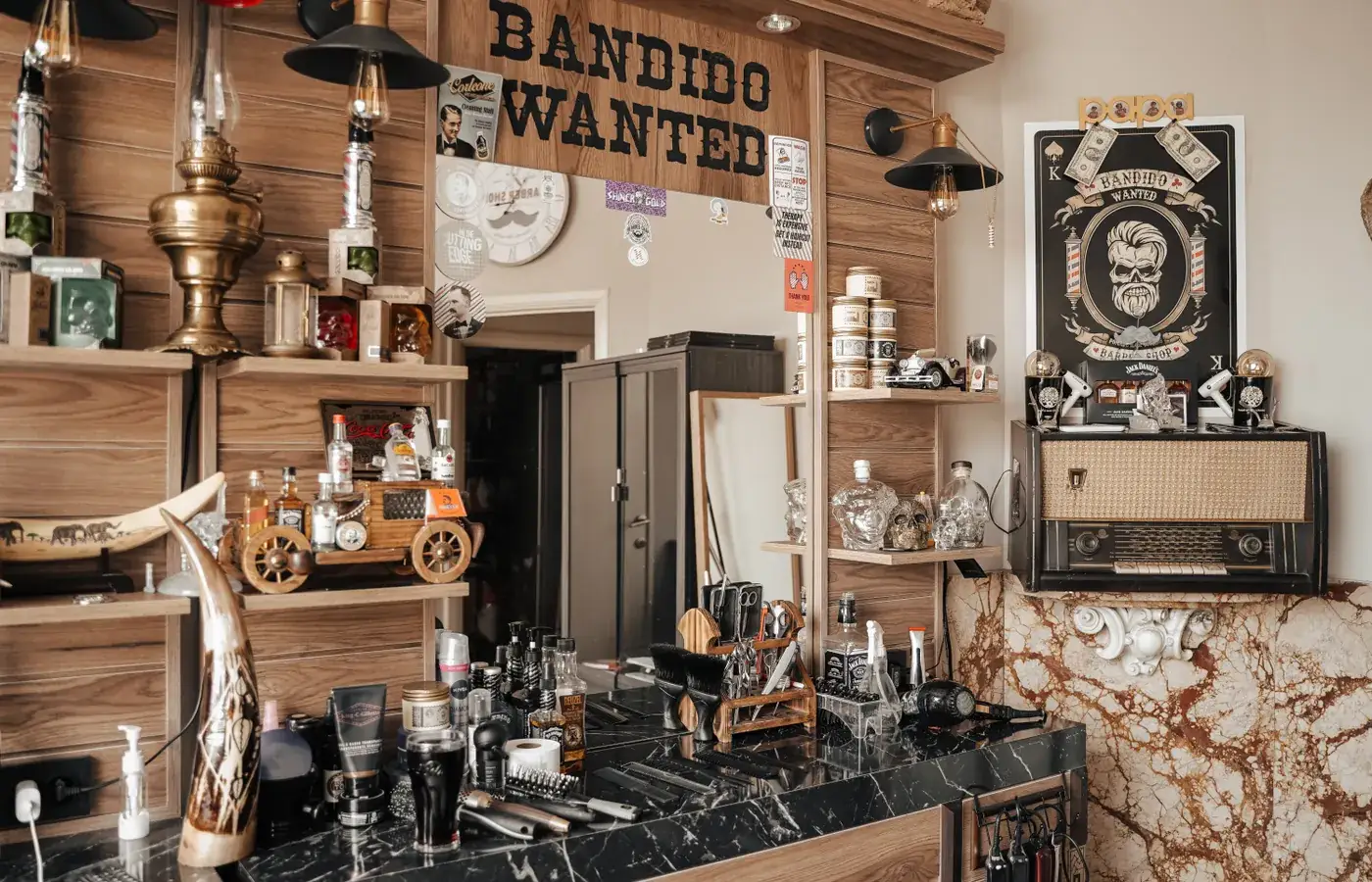 Interior da barbearia